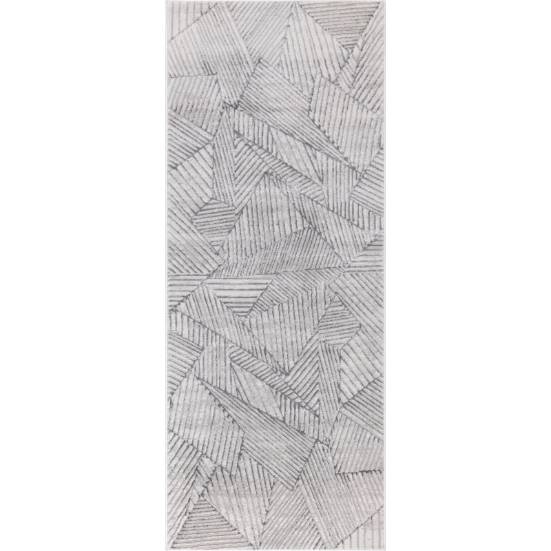 Figueroa Collection Abstract Geometric Neutral Area Rug, Runner 2'6" x 7'8"