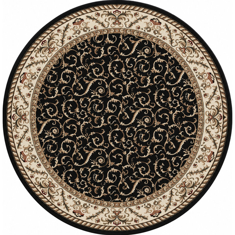 Tapis noir traditionnel Weisgerber 1599, Rond 8 pi
