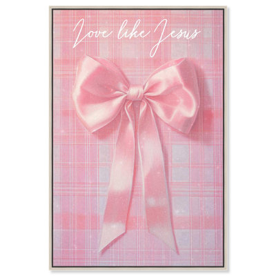 «Love Like Jesus Bow», art mural sur toile rose par Art Remedy