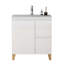 Ensemble de meuble-lavabo moderne de 31,5 po avec lavabo, armoire avec 1 porte et 2 tiroirs, système de rangement en douceur, pieds en bois massif sans poignée, assemblage facile