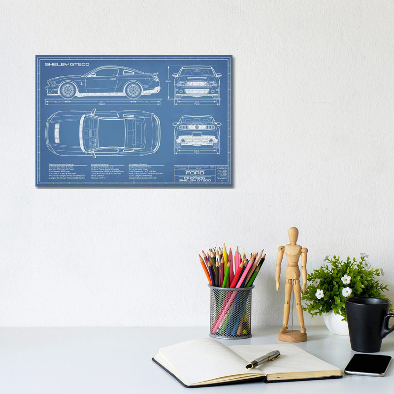 Shelby GT500 (2013-2014), impression sur toile tendue, H 8 po x l 12 po x P 0,75 po