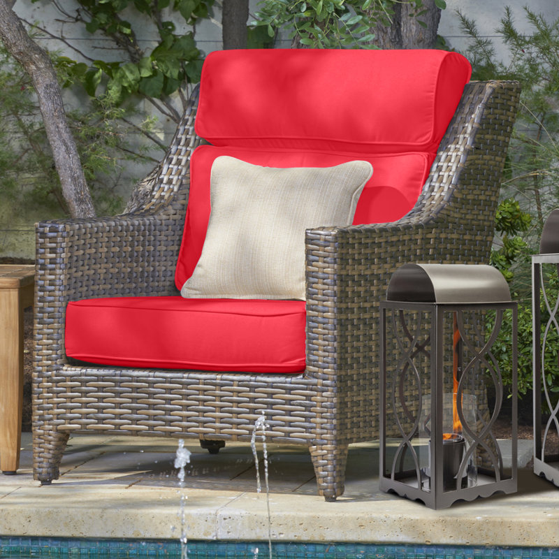 Outdoor Sunbrella® Seat/Back Cushion, Canvas Jockey Red Sunbrella® Canvas