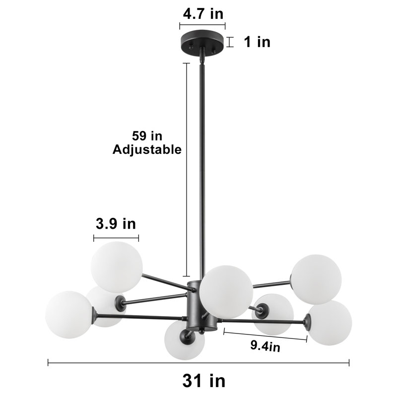 8 - Light Iron Dimmable Sputnik Modern Linear Chandelier