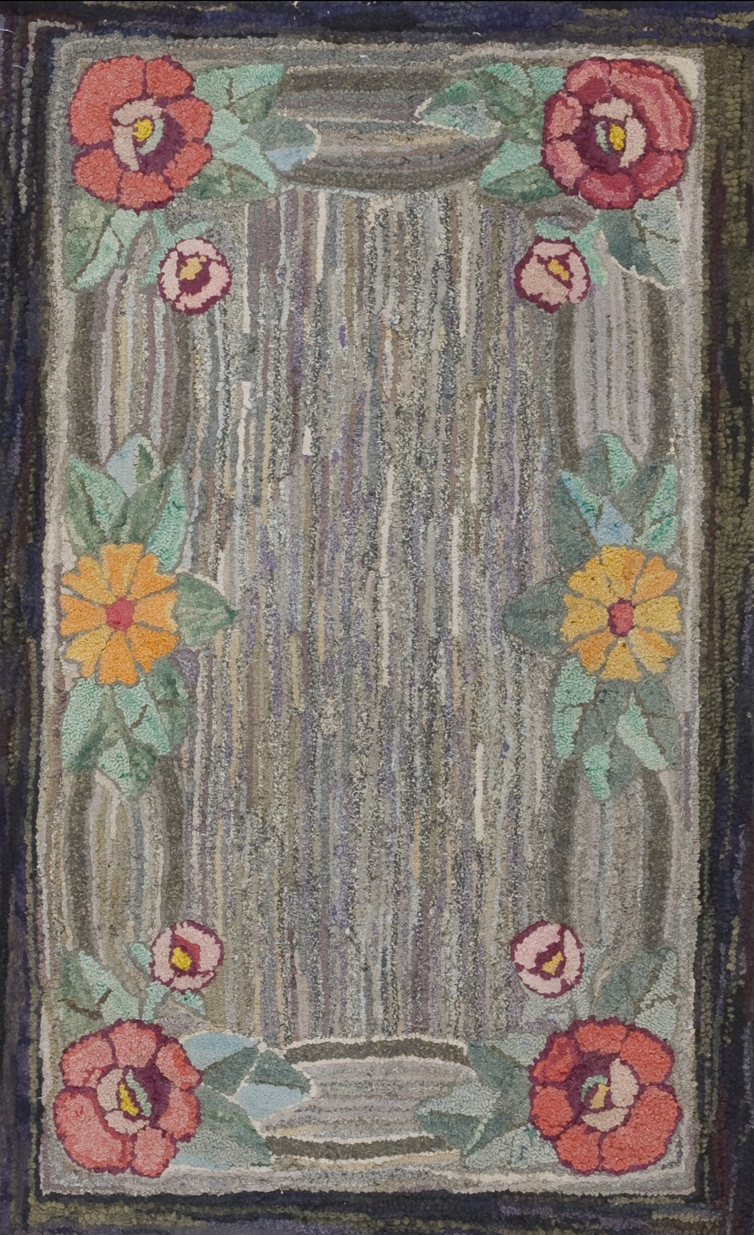 Inlay Rug Rugs On Net Abstract Gray Field Antique American Floral Inlay Pattern ...