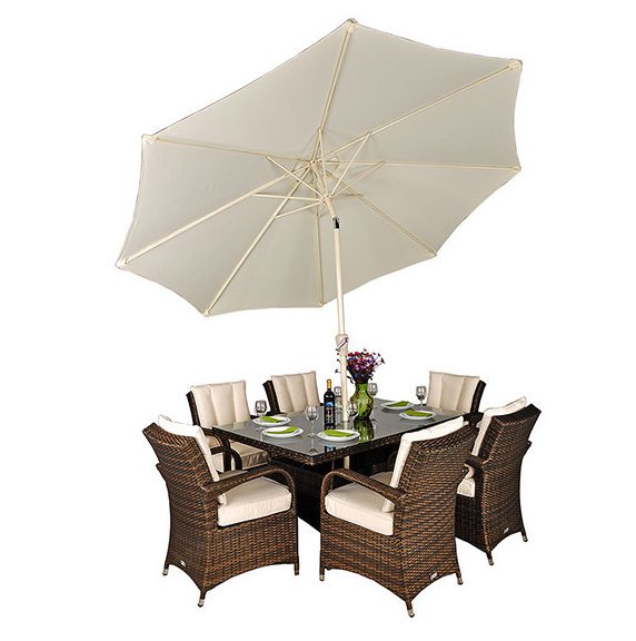 Harpenden 6 - Person Wicker Patio Dining Set with Rectangular Table , Cushions Included