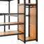 Lit mezzanine double en métal noir avec bureau, escalier de rangement, petite armoire, conduit pour le codage en écoutant de la musique-1483641541