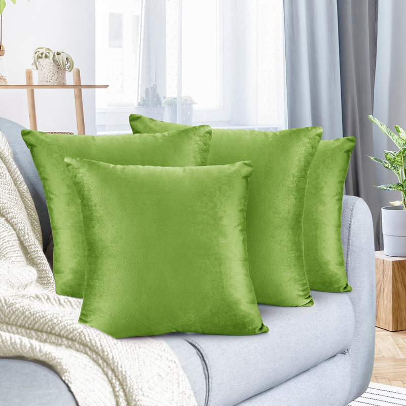 Housse de coussin en velours , H 18 po x l 18 po, Vert jardin