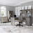 Ozro L-Shape Credenza Desk with Hutch-393286541