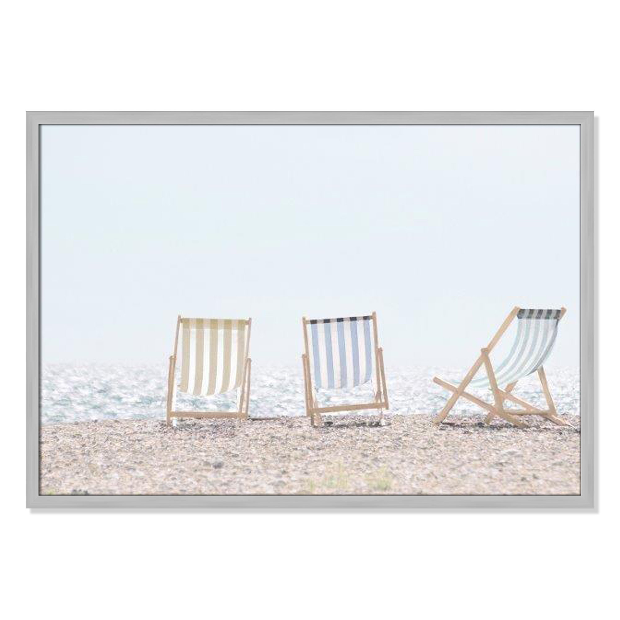 Beach Chairs Framed On Paper by Leah Straatsma Print, Matte Silver, 25.5" H x 35.5" W x 1.25" D
