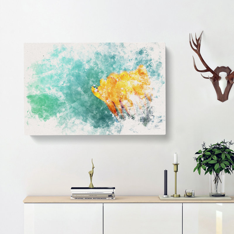 Blooming Orange Magnolia Flower - Wrapped Canvas, 40cm H x 60cm W x 4cm D