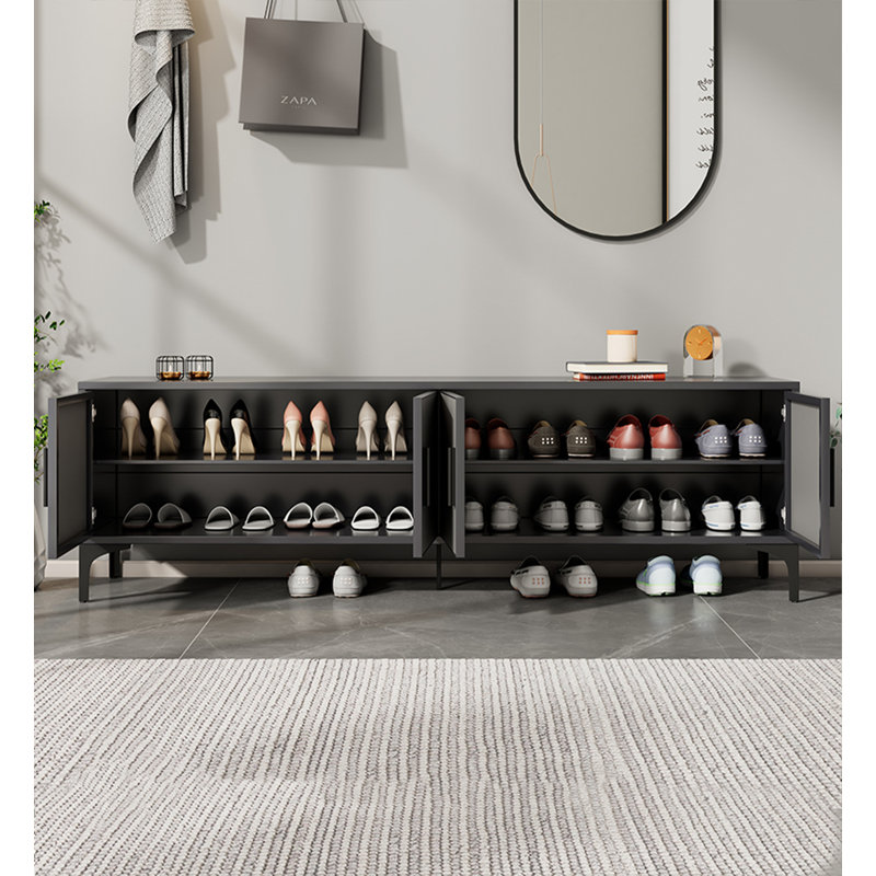 Banc de rangement moderne en alliage d'aluminium gris-noir mat moderne