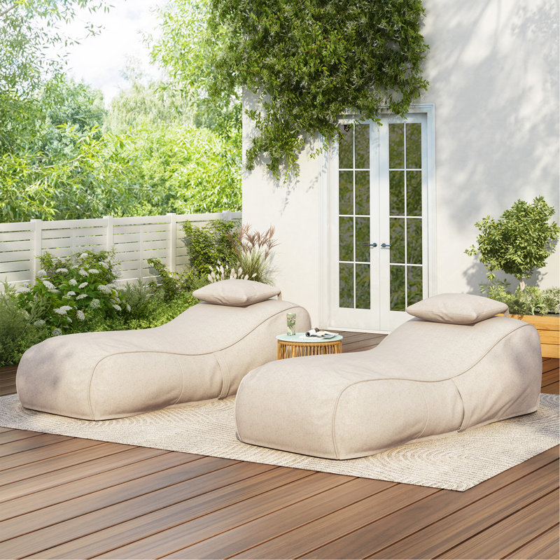 Fauteuil à billes d'extérieur Lemoore, beige foncé, ensemble de 2, Tissu beige foncé