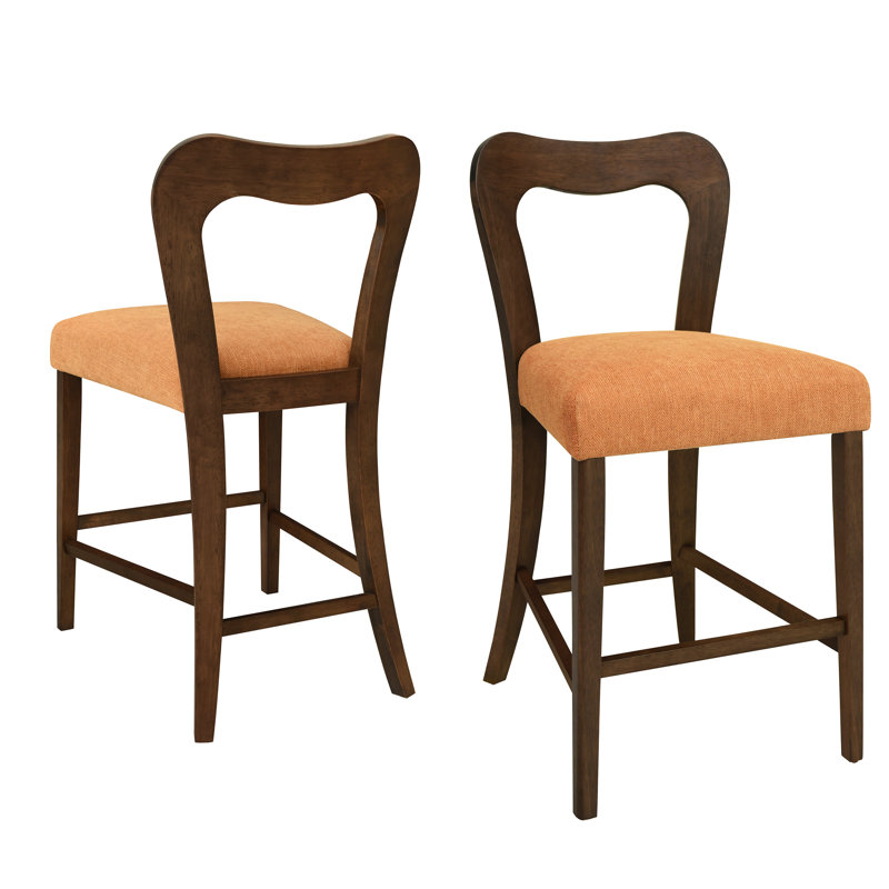 Tabourets de bar en noyer et autres couleurs, en bois d'hévéa massif naturel, dossier incurvé pour un confort optimal, tabourets de bar sans accoudoirs (lot de 2), structure légèrement ergonomique.