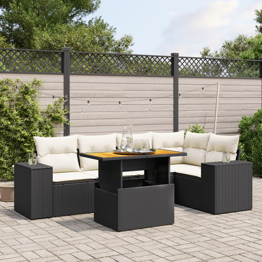 Vidaxl 6-Tlg. Garten-Sofagarnitur aus Polyrattan mit Kissen