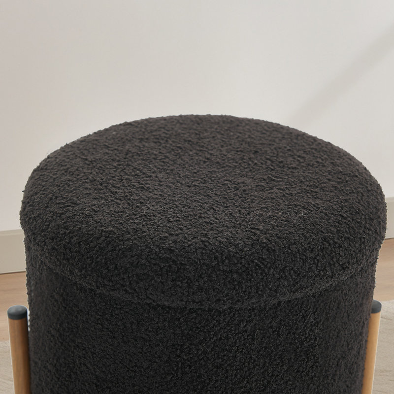 Modern Round Storage Stools With Base, Black