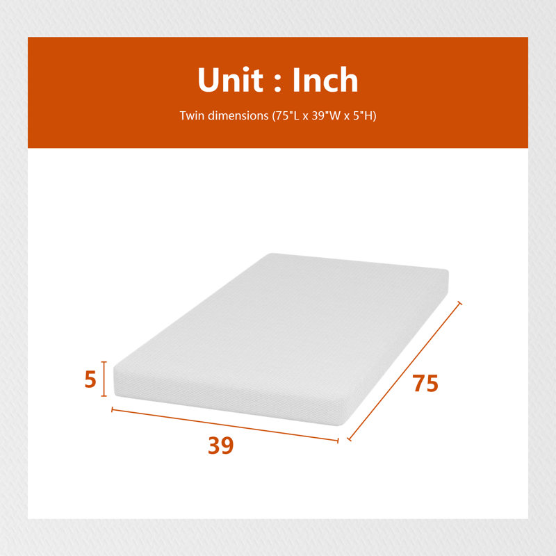 Alwyn Home Meridianville Medium Memory Foam Mattress, Twin, 5"