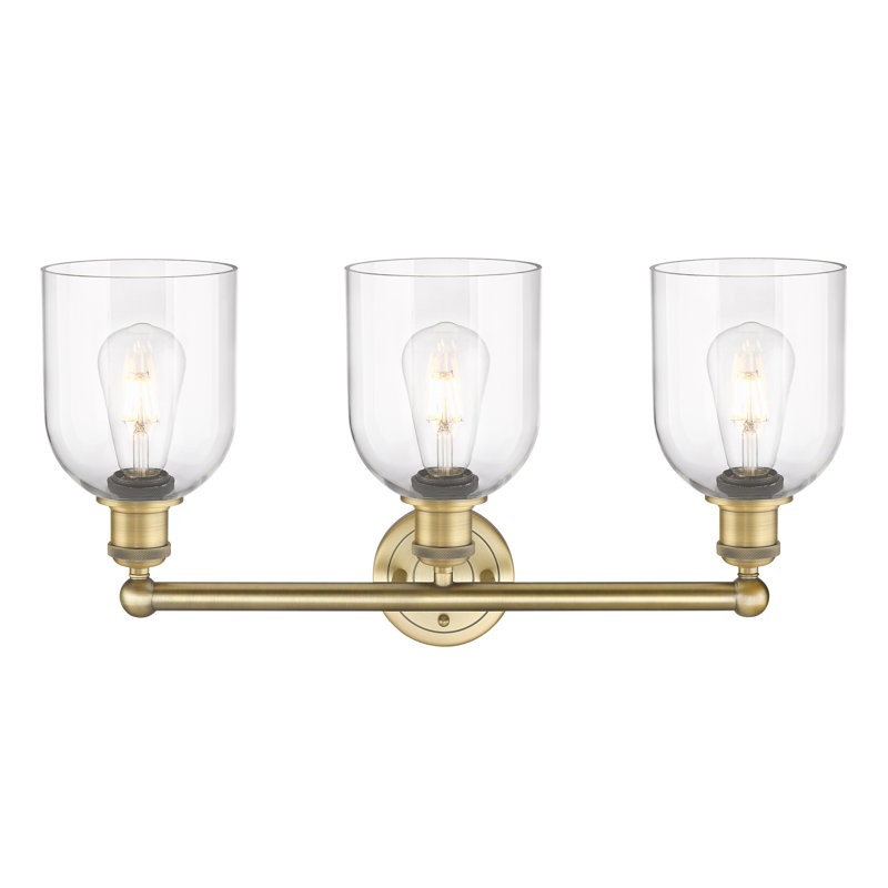 Abat-jour de salle de bain 3 lumières Edison Allysson, Transparent, Laiton brossé