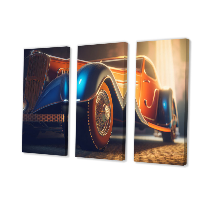 Vintage Oldtimer Classic Car Elegance - ensemble de reproductions d'art mural rétro, H 32 po x l 48 po x P 1 po