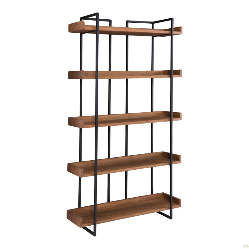 Bookshelf, Wooden, Iron Frame, Light Brown