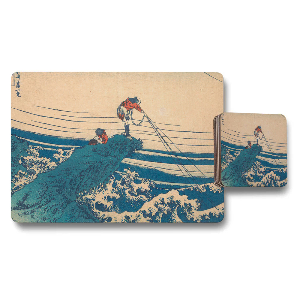 Great Wave Off Kanagawa Placemats And Coaster Set For Dining