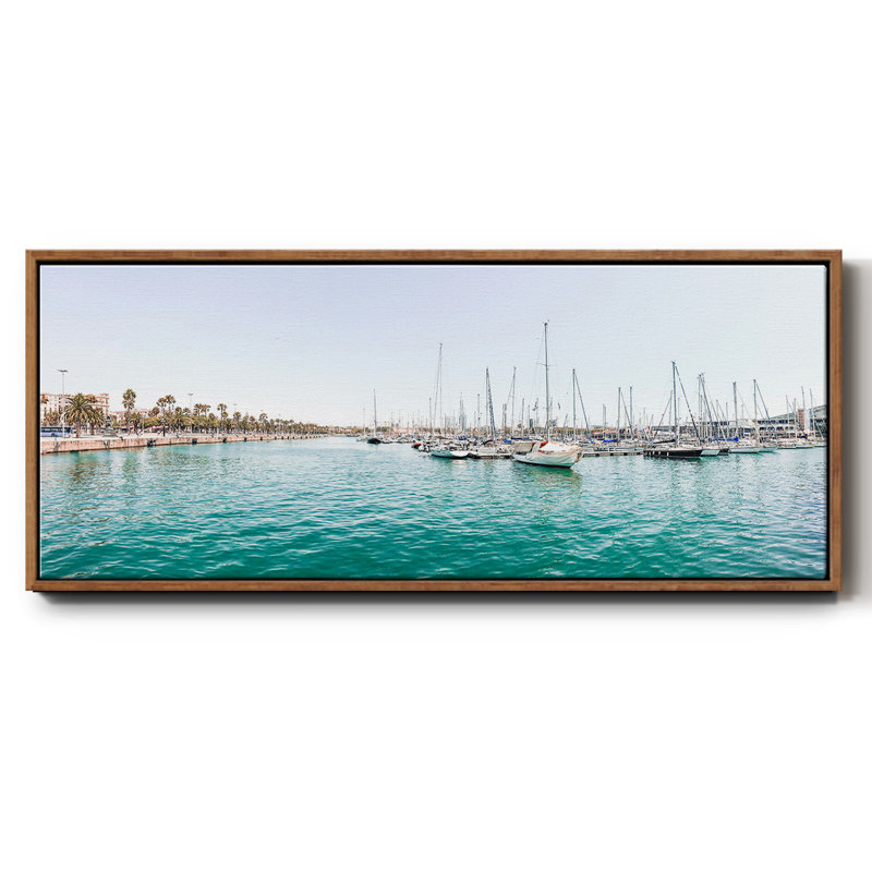 Marina de Barcelone - toile encadrée, H 12 po x l 30 po