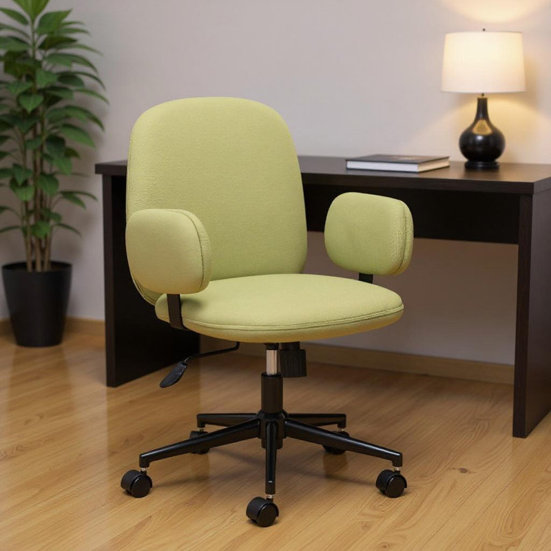 Chaise de bureau pivotante à hauteur réglable verte et noire