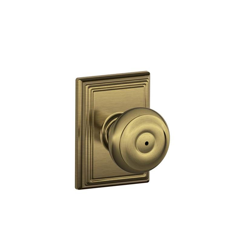 Georgian Privacy Knob with Addison Trim, Antique Brass