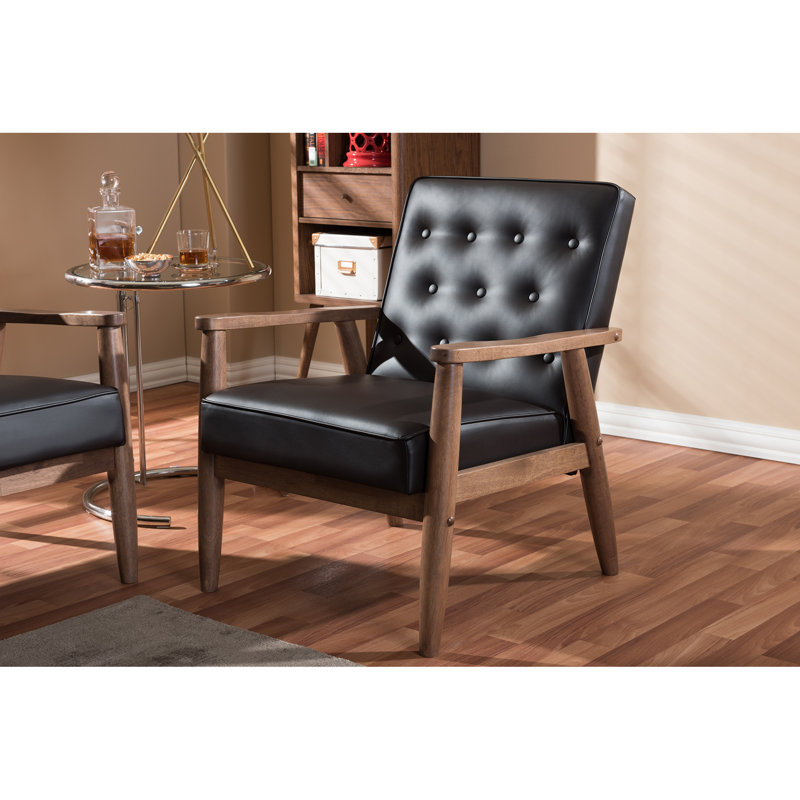 Faux Leather Armchair, Brown Faux Leather