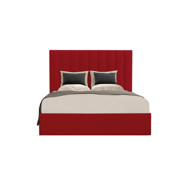 Besar Upholstered Ottoman Storage Bed, Small Double (4'), Red