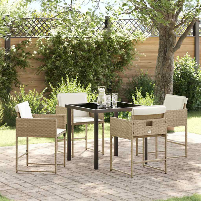 Vidaxl Garden Dining Set 5 Pcs Poly Rattan, Beige, Beige