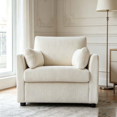 37.75" Corduroy Accent Chair with Side Storage Pockets