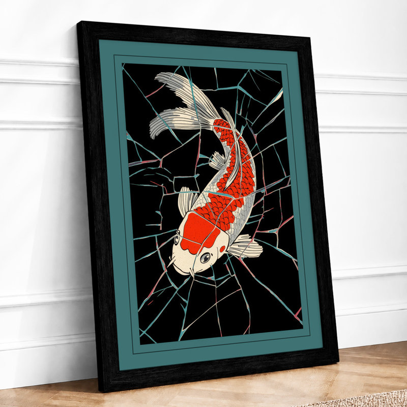 Koi in Shadow Japandi - Framed Print, A1 - 84.1 x 59.4 cm, Black
