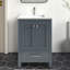 Ensemble de meuble-lavabo autoportant Amandie 24 po gris anthracite avec plateau en quartz blanc-731701165-738044142