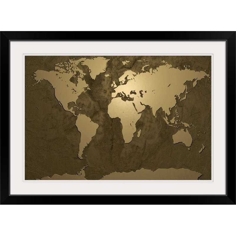 «World Map» par Macauley, impression, Cadre noir, H 24 po x l 32 po x P 1 po