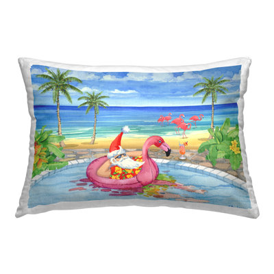 Santa with Pool Float Decorative Printed Throw Pillow by Paul Brent