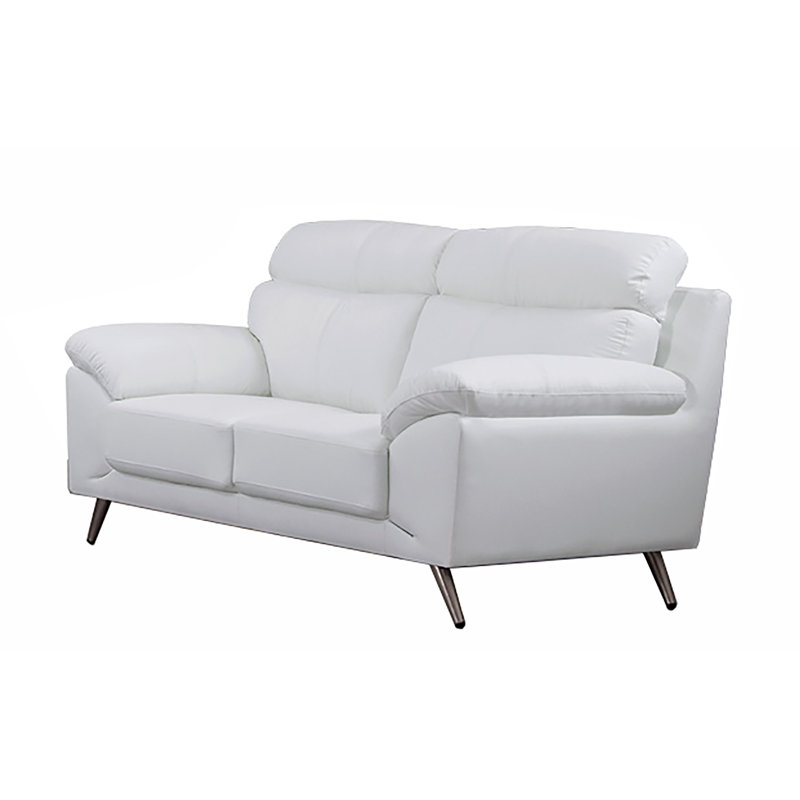 Causeuse Linnell, Cuir véritable blanc