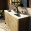 Meuble-lavabo blanc 60 po X P 20 po D, plateau en quartz blanc et robinet en or rose-117978903-117978905