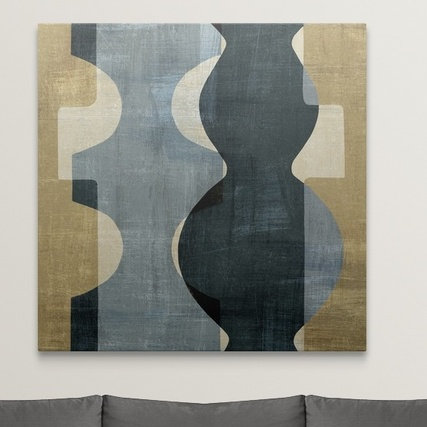 Geometric Deco " Geometric Deco II ", 16" H x 16" W x 1.5" D, Canvas