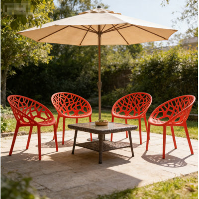 Backrest Dining Chairs Can Be Stacked With Thick Plastic Chairs With Armrests, And Outdoor Hollow Leisure Chairs On The Balcony.(Set Of 4)