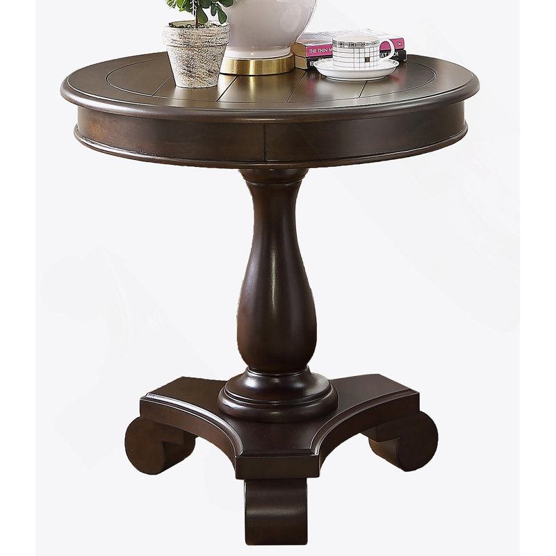 Table d'appoint ronde à piédestal en bois, Espresso