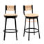 Ensemble de 2 chaises rondes en corde de papier tissée à la main, pivotantes à 360°, avec structure en métal et assise en corde couleur miel, idéales pour la salle à manger ou comme chaises de comptoir de style îlot de cuisine.