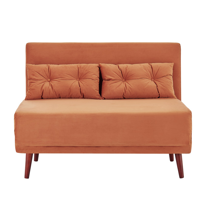 Visconti Full / Double 123cm Upholstered Futon And Mattress, Orange Velvet