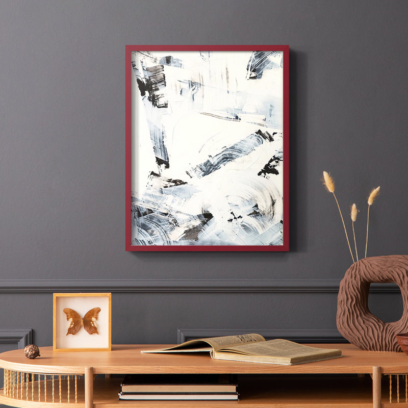 «Fractured Ice II», reproduction encadrée - bois massif, Rouge, H 10 po x l 8 po