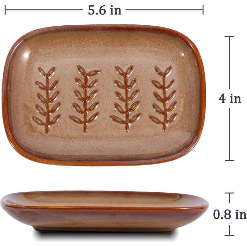 Porte-savon en céramique en relief 5,6 po, porte-savon pour salle de bain et cuisine