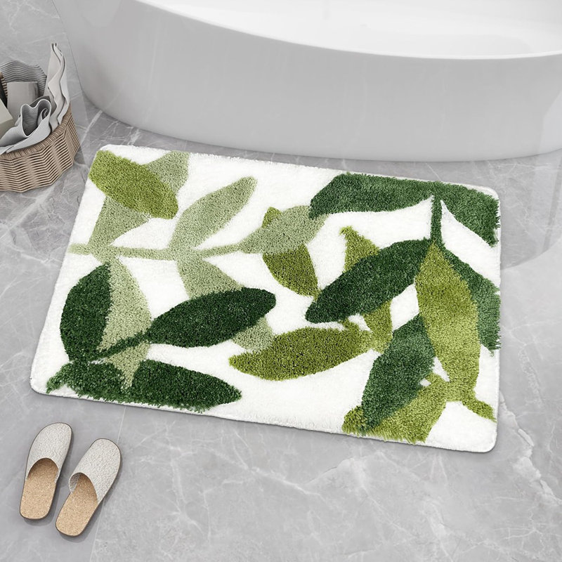 Tapis de salle de bain - Tapis de bain vert antidérapant