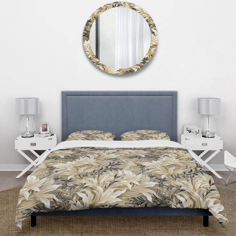 Literie Driftwood Zen Tropical, Housse de couette pour grand lit et 2 taies décor