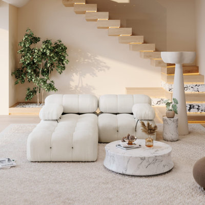 Modular Sectional Sofa Couch, Minimalist Oversized Cloud Couch With Deep Seat, Removable Armrests & Backrest, Comfy Modern Convertible Cloud Couch Sec by Latitude Run