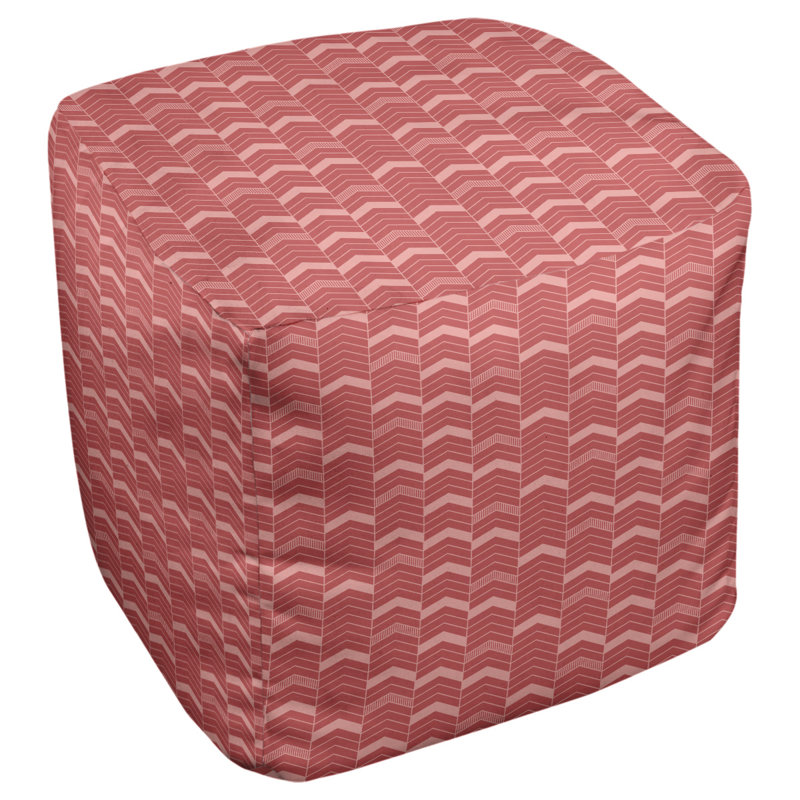 Repose-pieds cube à chevrons bicolores, Rouge foncé