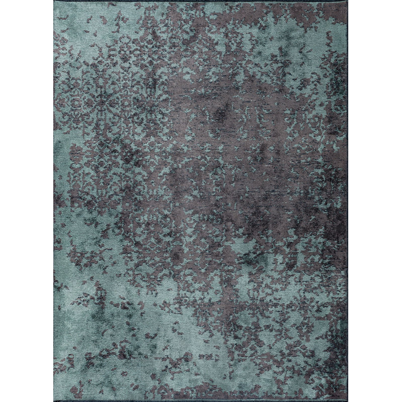 Rapture Aqua Blue/Pink Toile Luxury Area Rug, Rectangle 7'10" x 11'2"