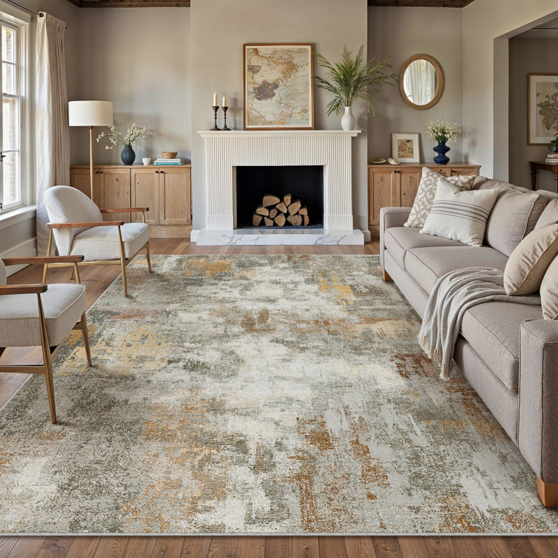 Tapis Miro abstrait moderne, lavable à la machine avec envers antidérapant, Rectangle 9 pi x 12 pi